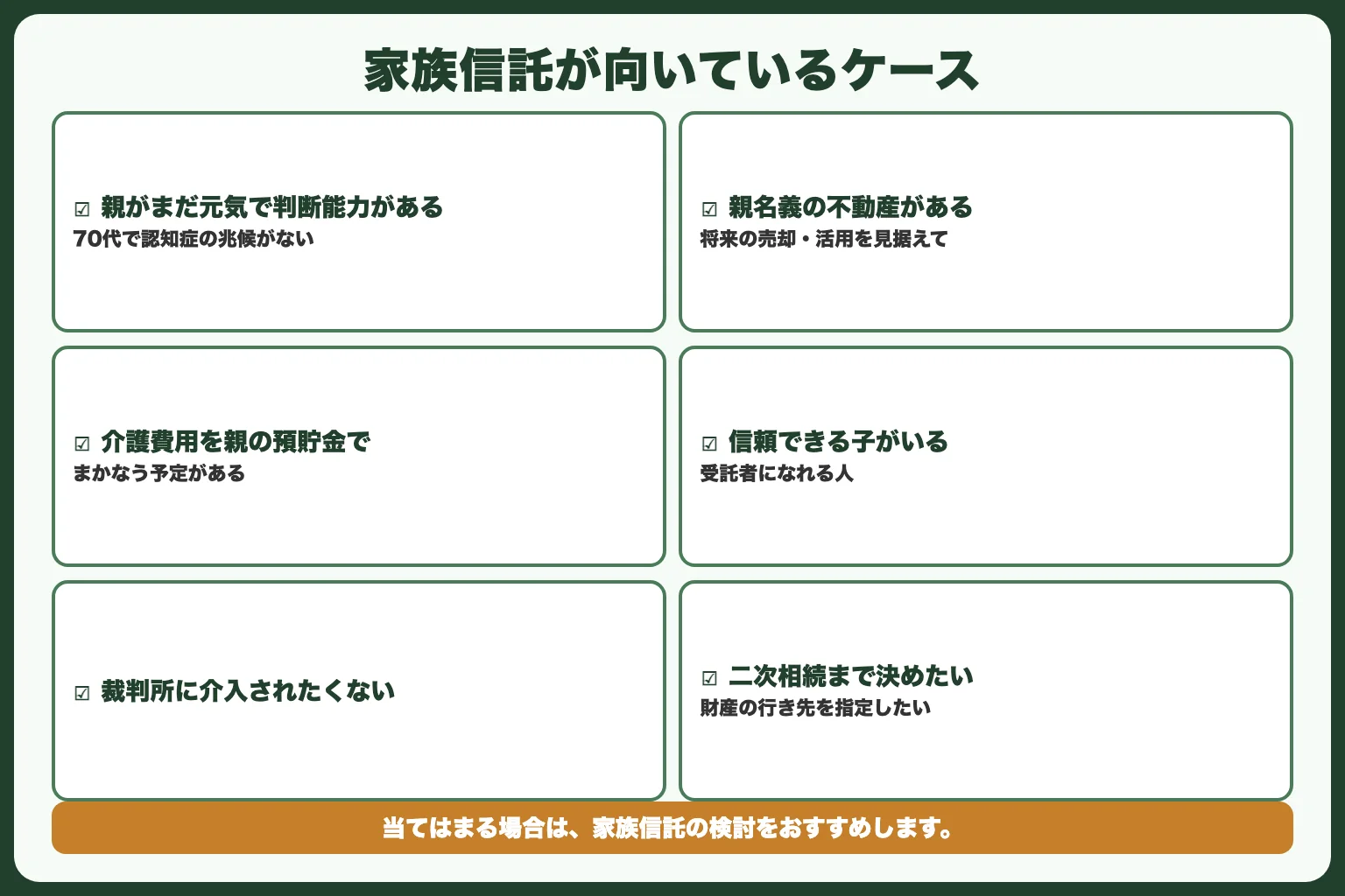 家族信託が向いているケース