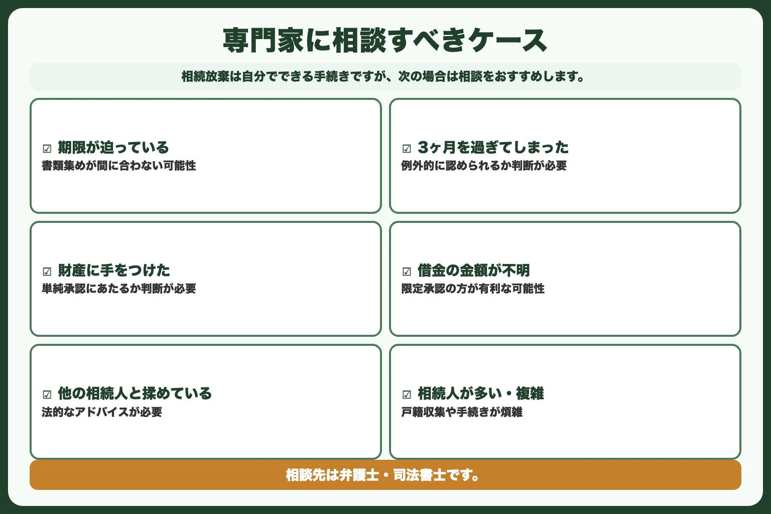 専門家に相談すべきケース